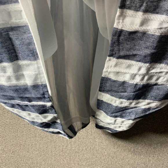 Listicle Womens Dress Blue Striped Babydoll Short Sleeves Mini Smocked Pockets - Picture 9 of 12